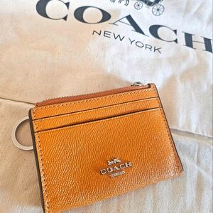 Coach Tangerine Leather Card Wallet
